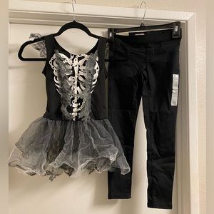 Girls Size 7 Skeleton Costume with Black Jeggings